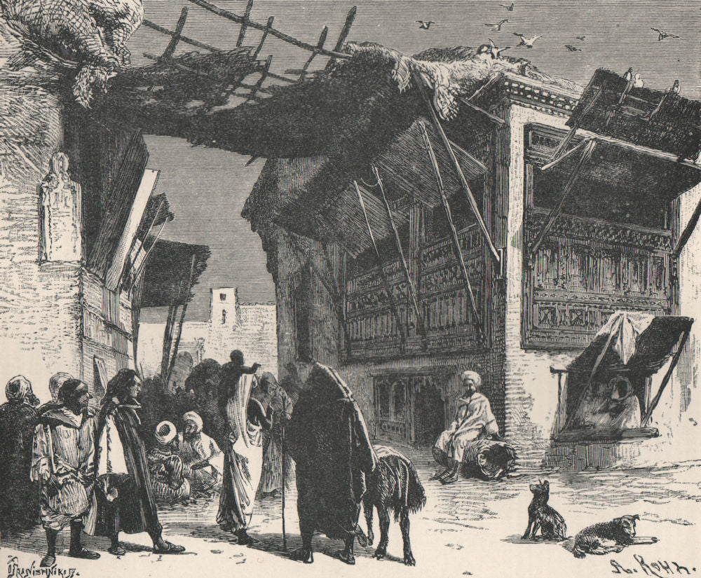 A School in Fes. Morocco 1885 old antique vintage print picture